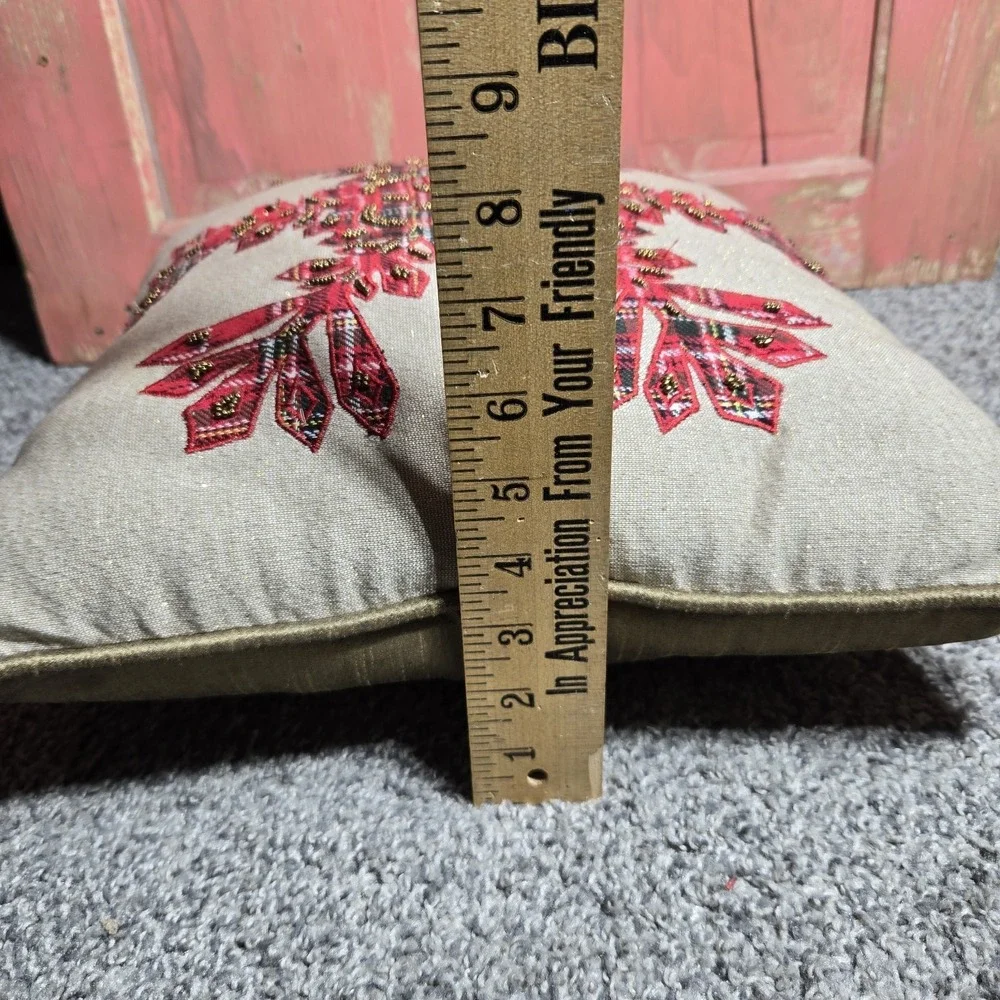 Pier 1 Beaded Plaid Snowflake‎ Christmas Throw Pillow 15